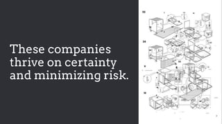 These companies
thrive on certainty
and minimizing risk.
 