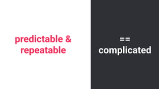 predictable &
repeatable
==
complicated
 