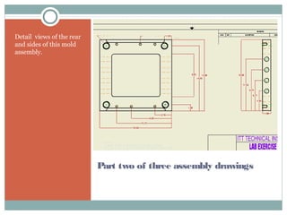 Part two of three assembly drawings
Detail views of the rear
and sides of this mold
assembly.
 