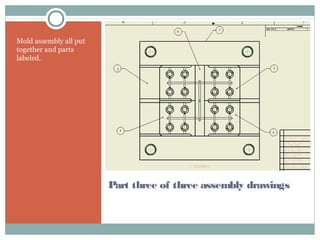 Part three of three assembly drawings
Mold assembly all put
together and parts
labeled.
 
