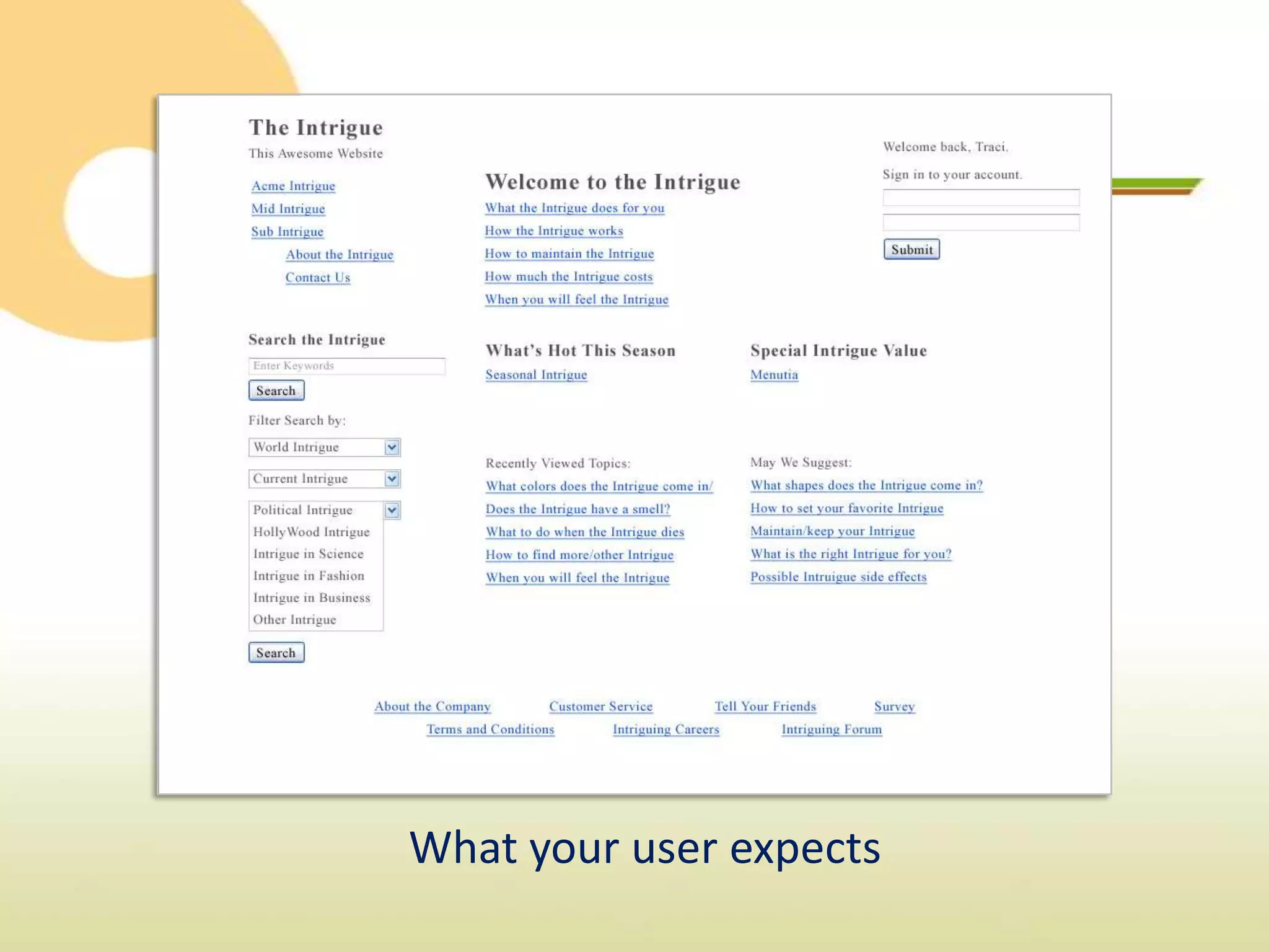 What your user expects
 