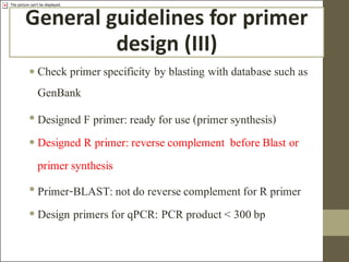Comprehensive Guide to PCR Primer Design and Optimization Techniques | PDF