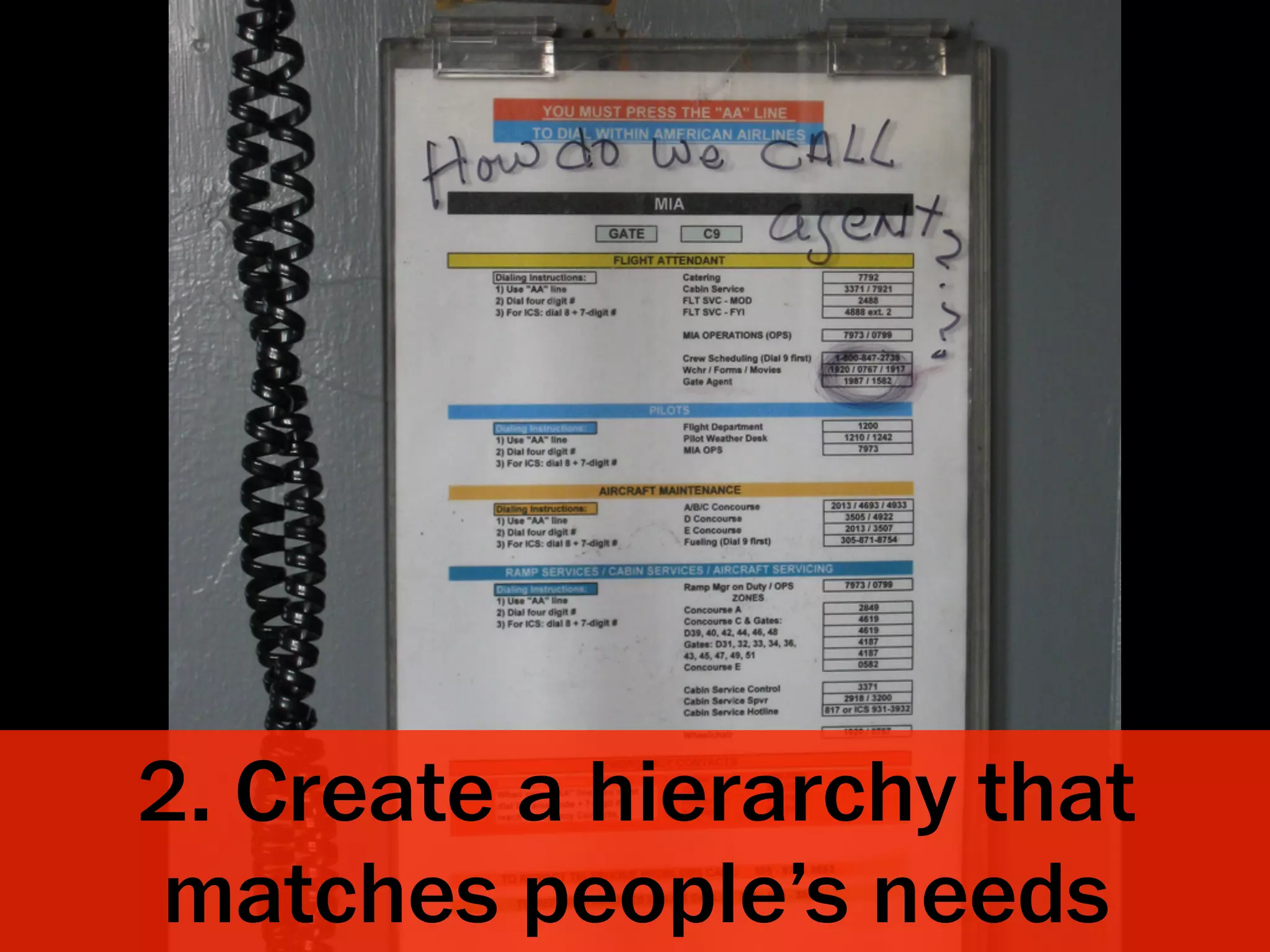 2. Create a hierarchy that
matches people’s needs
 