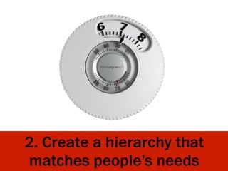 2. Create a hierarchy that
matches people’s needs
 