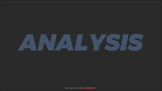 %
ANALYSIS
PRE-DESIGN STAGES | RESEARCH
 