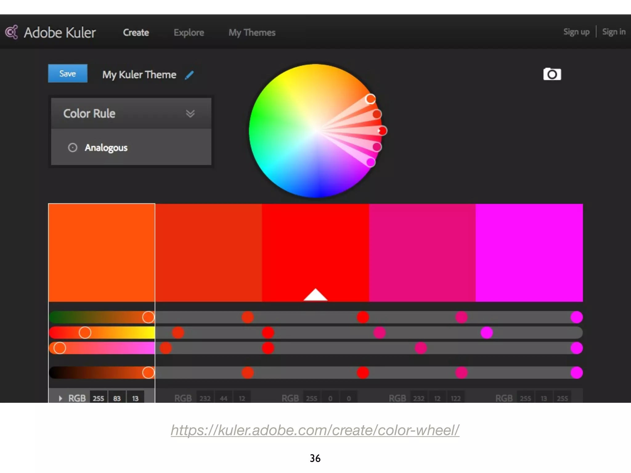 36
https://kuler.adobe.com/create/color-wheel/
 