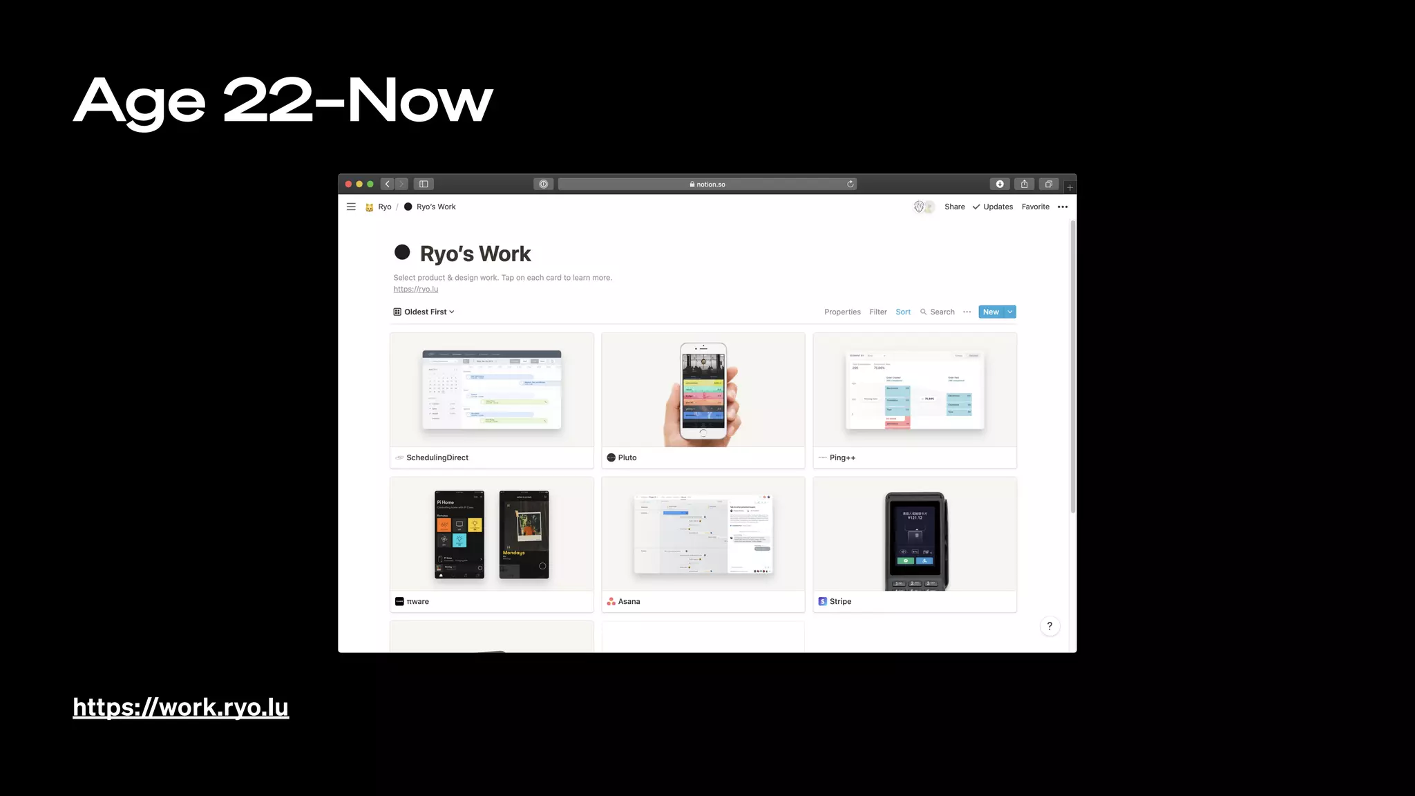 Age 22–Now
https://work.ryo.lu
 