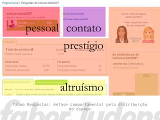 Yahoo Respostas: ênfase comportamental pela distribuição
                       do espaço
 