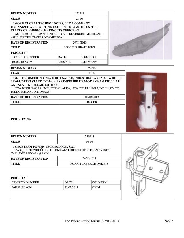 Design registration in india and published industrial