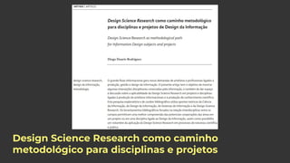 Design Science Research (DSR ou Ciência do projeto) | PDF
