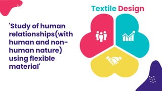 'Study of human
relationships(with
human and non-
human nature)
using flexible
material'
Textile Design
 
