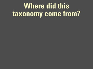 Where did this
taxonomy come from?
 