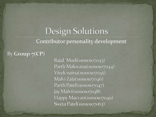 Contributor personality development 
 
