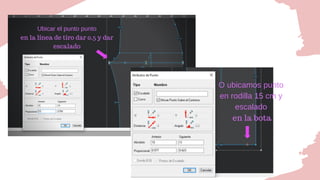Ubicar el punto punto
en la línea de tiro dar 0.5 y dar
escalado
O ubicamos punto
en rodilla 15 cm y
escalado
 en la bota
 