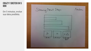 CRAZY 1 SKETCH IN 5
MIN
Em 5 minutos, evolue
sua ideia predileta.
 