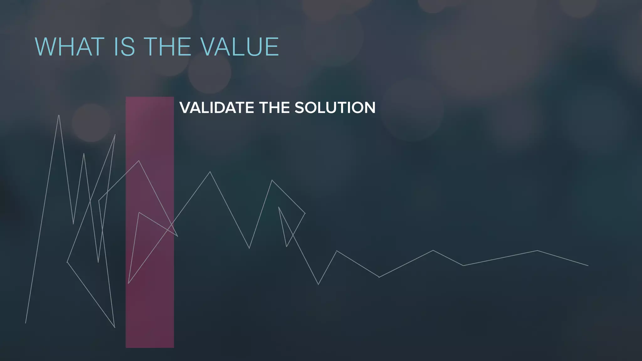 WHAT IS THE VALUE
VALIDATE THE SOLUTION
 