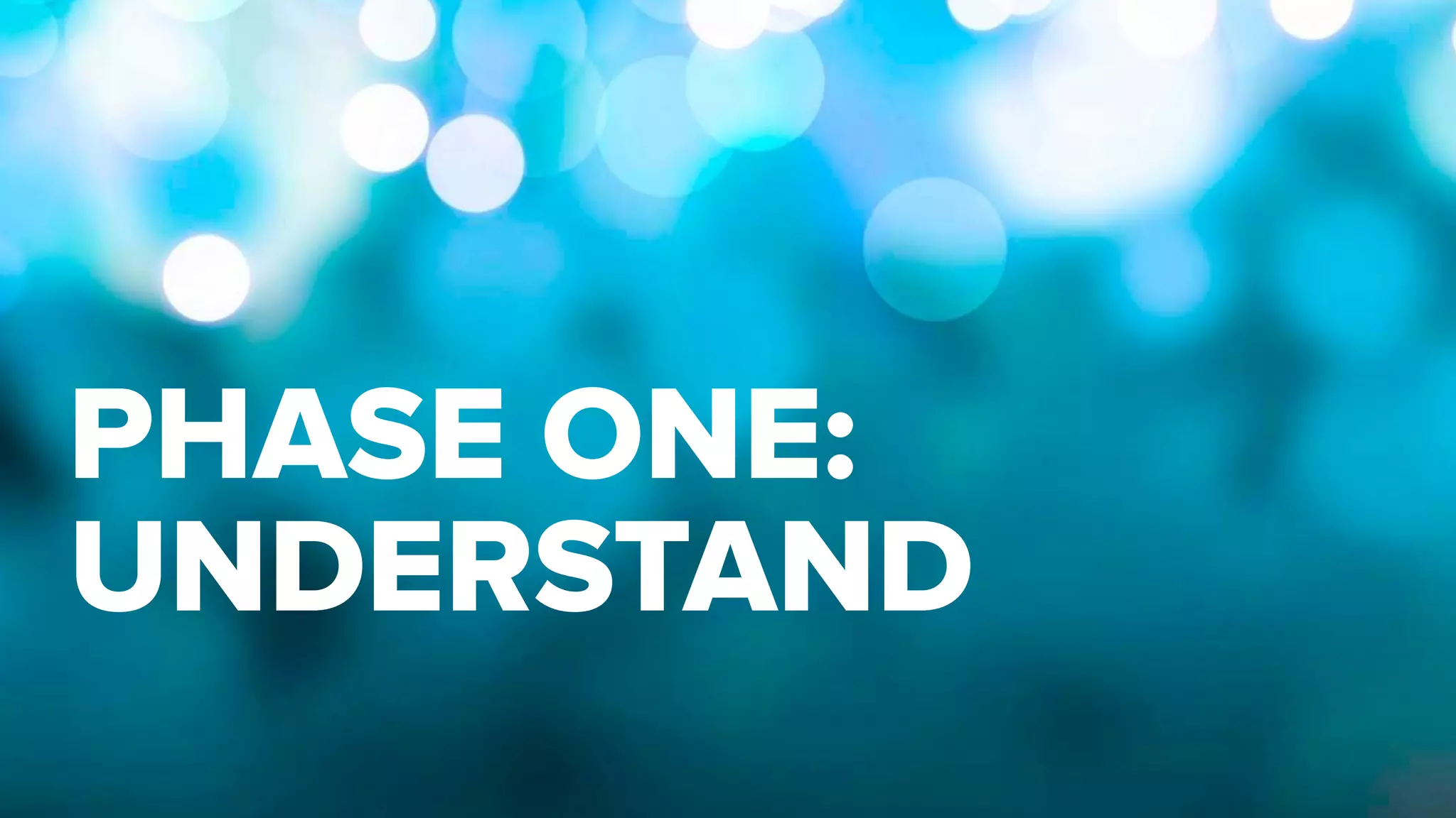 PHASE ONE:
UNDERSTAND
 