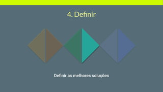 4. Deﬁnir
Deﬁnir as melhores soluções
 