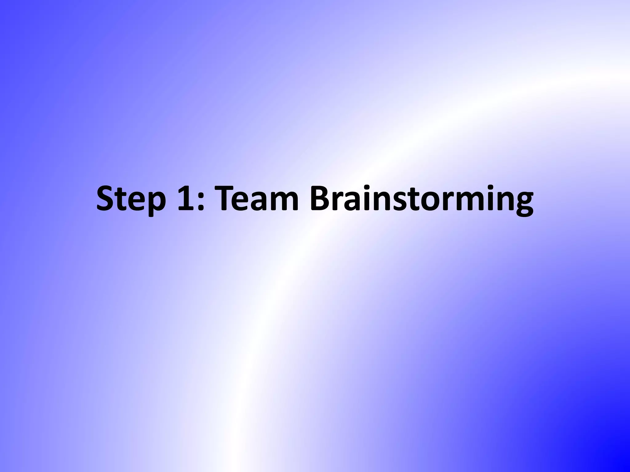 Step 1: Team Brainstorming
 