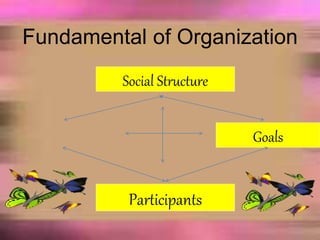 Fundamental of Organization
Social Structure
Goals
Participants
 