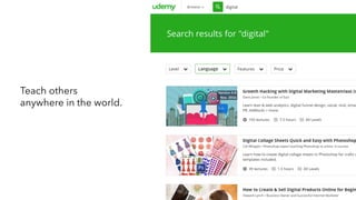 Teach others
anywhere in the world.
 