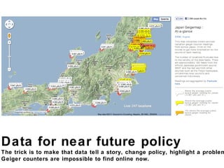 Data for near future policy The trick is to make that data tell a story, change policy, highlight a problem. Geiger counte...