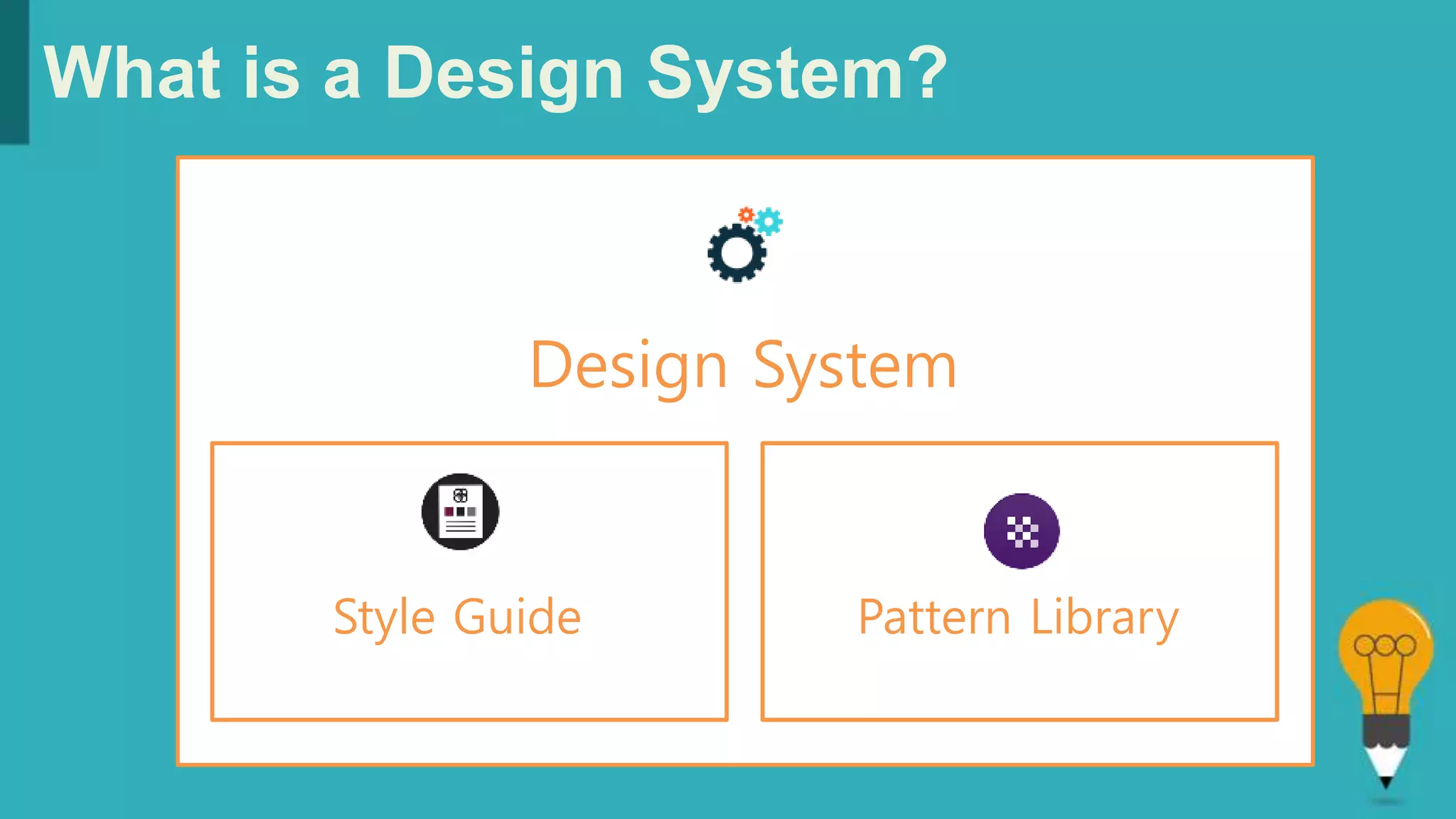 What is a Design System?
Pattern LibraryStyle Guide
Design System
 