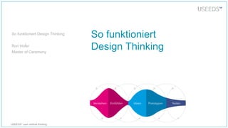 USEEDS° user centred thinking
So funktioniert
Design Thinking
So funktioniert Design Thinking
Ron Hofer
Master of Ceremony
 
