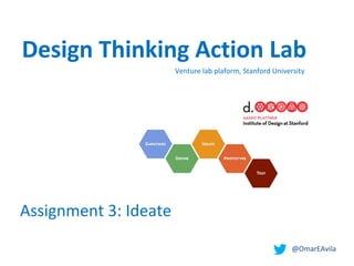  @OmarEAvila
Venture lab plaform, Stanford University
Assignment 3: Ideate
Design Thinking Action Lab
 