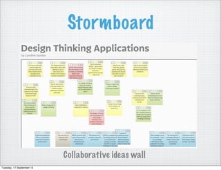 Stormboard
Collaborative ideas wall
Tuesday, 17 September 13
 