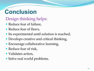 Conclusion Indesign Thinking Design thinking in creating a lesson plan | PPTX