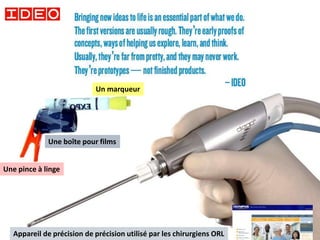 66
Un marqueur
Une boîte pour films
Une pince à linge
Appareil de précision de précision utilisé par les chirurgiens ORL
 