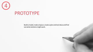 PROTOTYPE
Buildamodel,makealayout,createaplanandtestideasandfind
outwhatsolutionsmightwork.
 