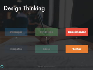 #BHSM @estevaosoares
Design Thinking
Empatia
Deﬁnição
Ideia
Protótipo
Testar
Implementar
 