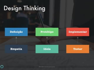 #BHSM @estevaosoares
Design Thinking
Empatia
Deﬁnição
Ideia
Protótipo
Testar
Implementar
 