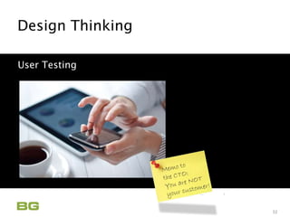 Being Guided
Care Never Sleeps
Design Thinking
Innovation Applied
32
User Testing
 
