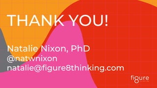 THANK YOU!
Natalie Nixon, PhD
@natwnixon
natalie@figure8thinking.com
 