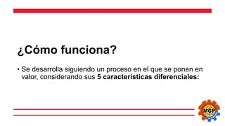 ¿Cómo funciona?
• Se desarrolla siguiendo un proceso en el que se ponen en
valor, considerando sus 5 características diferenciales:
 