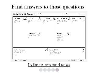 Find answers to those questions
Try the business model canvas
 