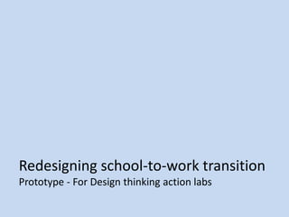 Redesigning school-to-work transition
Prototype - For Design thinking action labs
 