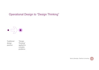 Operational Design to “Design Thinking”




                                          Banny Banerjee, Stanford University
 