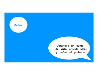 Deﬁnir	
  	
  	
  	
  	
  
Desarrolle	
  	
  	
  	
  un	
  	
  	
  	
  punto	
  	
  	
  	
  	
  
de	
  	
  	
  	
  vista,	
  	
  	
  	
  articule	
  	
  	
  	
  ideas	
  	
  	
  	
  	
  
y	
  	
  	
  	
  deﬁna	
  	
  	
  	
  el	
  	
  	
  	
  problema.	
  	
  	
  	
  	
  
 