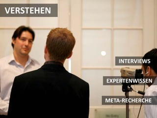 VERSTEHEN




                INTERVIEWS


            EXPERTENWISSEN


            META-RECHERCHE
 