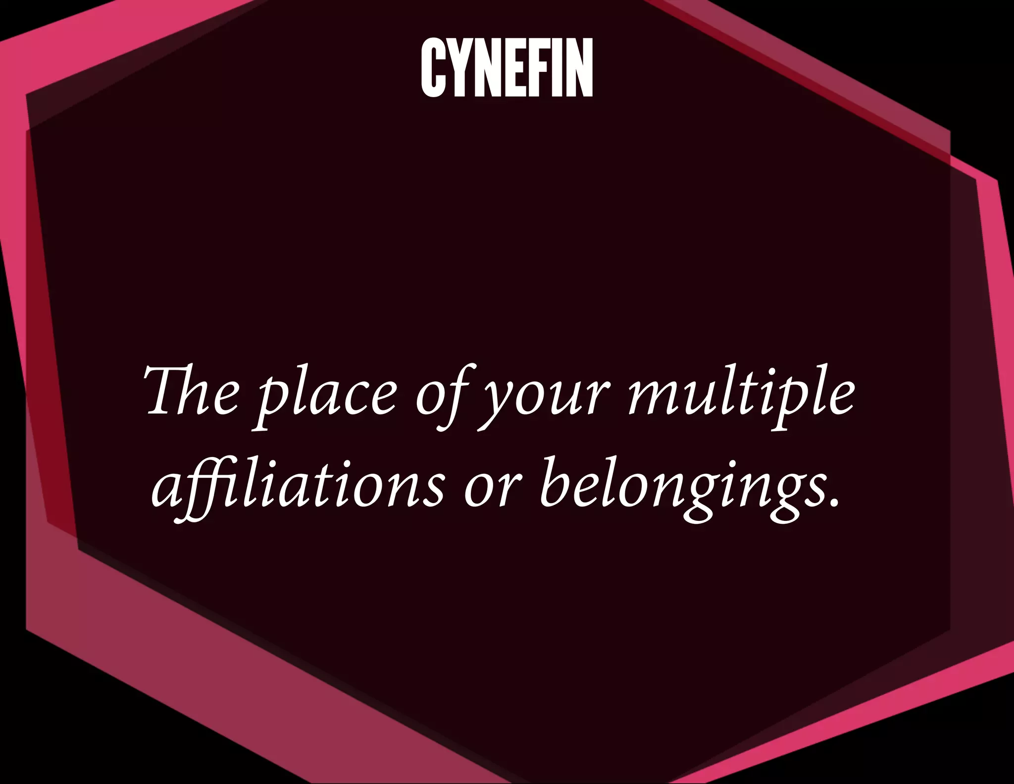 CYNEFIN

The place of your multiple
aﬃliations or belongings.

 