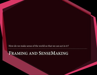 How do we make sense of the world so that we can act in it?

FRAMING AND SENSEMAKING

 