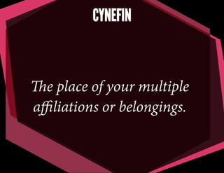CYNEFIN

The place of your multiple
aﬃliations or belongings.

 