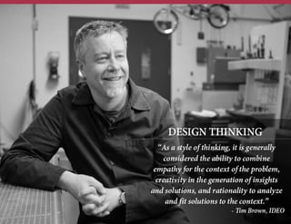 DESIGN THINKING PREMISE

Only through contact, observation, and empathy
with customers can you hope to design solutions
to...