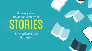 If 
history 
were 
taught 
in 
the 
form 
of 
stories 
-­‐ 
Rudyard 
Kipling 
it 
would 
never 
be 
forgotten 
 