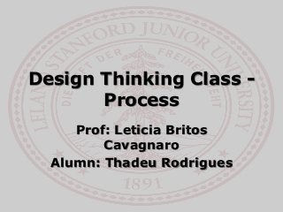 Design Thinking Class -
Process
Prof: Leticia Britos
Cavagnaro
Alumn: Thadeu Rodrigues
 