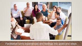 Facilitation turns experiences and feelings into goals and steps
 